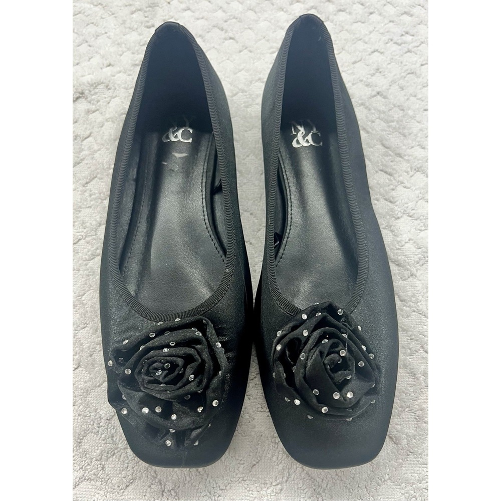 NY&C womens black "rose" slip on/flats shoes size 8.5